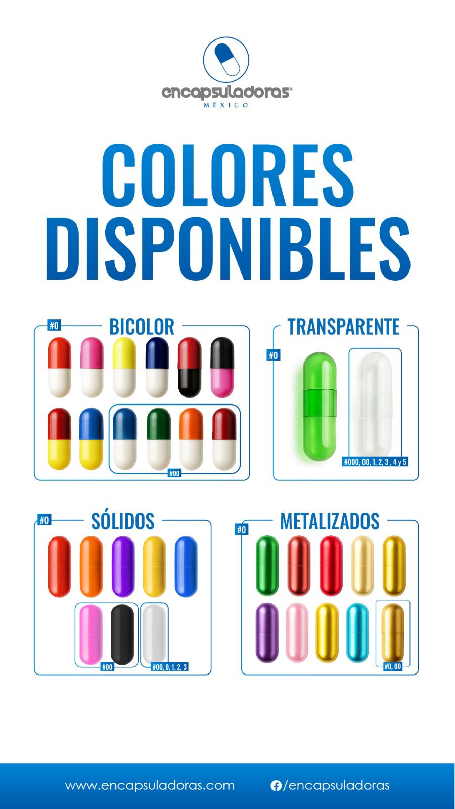 Colores de capsulas disponibles